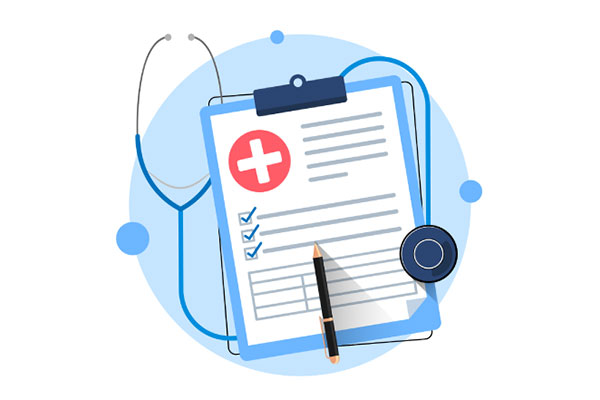 Illustration of a clipboard with forms on